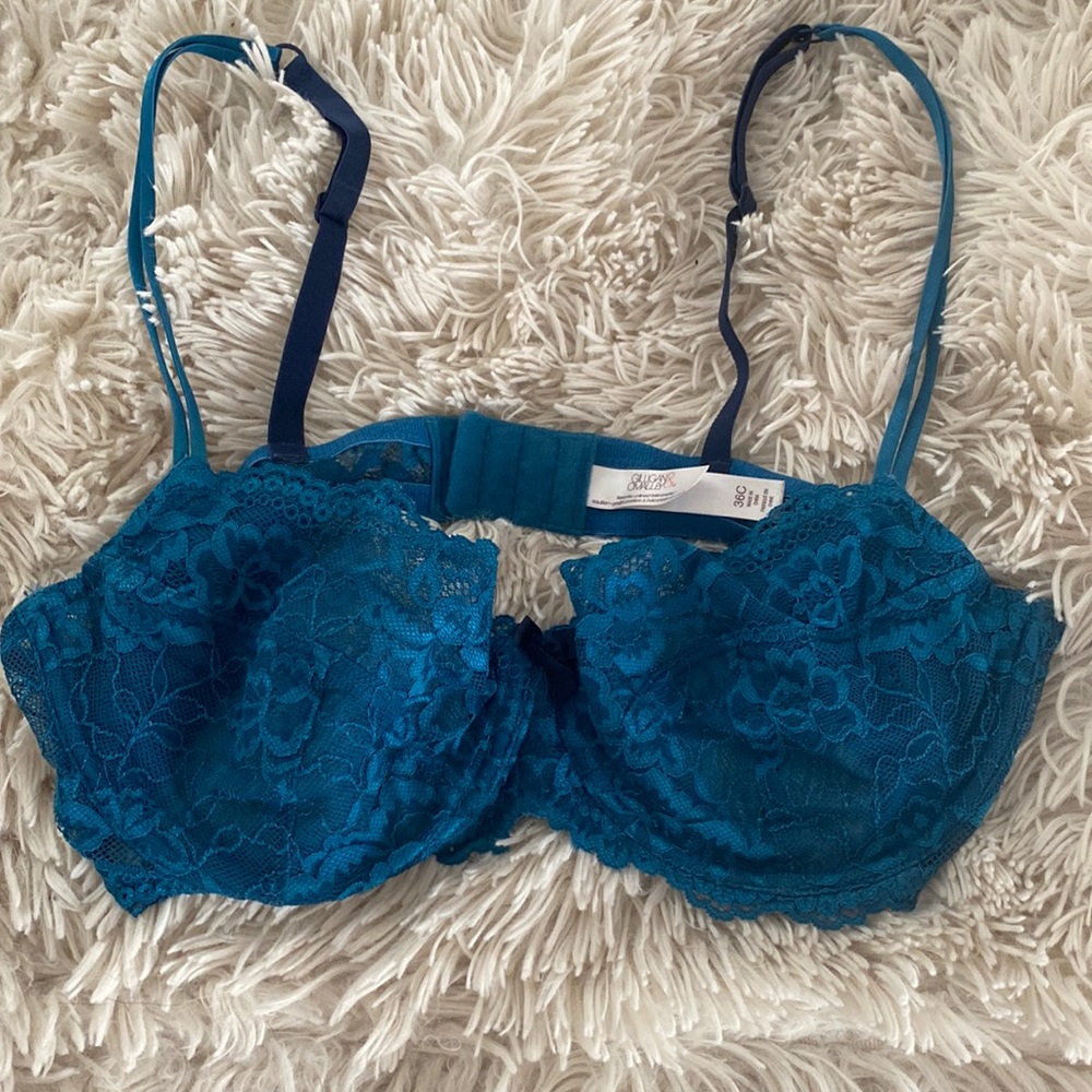 Gillian O’Malley favorite unlined balconette bra 36C teal aqua blue